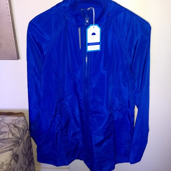 Royal Blue Talbots Hooded Rain Jacket Size Petite Small PS - Picture 2 of 11